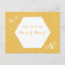 Honey Bee Yellow Custom Maid of Honing proposal