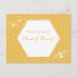Honey Bee Yellow Custom Maid of Honing proposal Uitnodiging Briefkaart