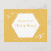 Honey Bee Yellow Custom Maid of Honing proposal Uitnodiging Briefkaart (Voorkant)
