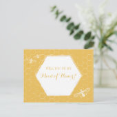 Honey Bee Yellow Custom Maid of Honing proposal Uitnodiging Briefkaart (Staand voorkant)