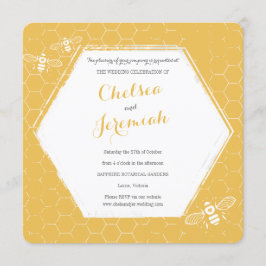 Honey Bee Yellow Custom Wedding Invitation Kaart