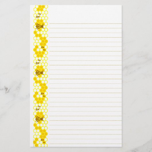 Honey Bee Yellow Honeycomb bekleed briefpapier (Voorkant)