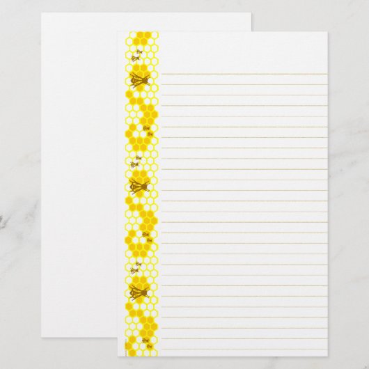 Honey Bee Yellow Honeycomb bekleed briefpapier (Voorkant / Achterkant)