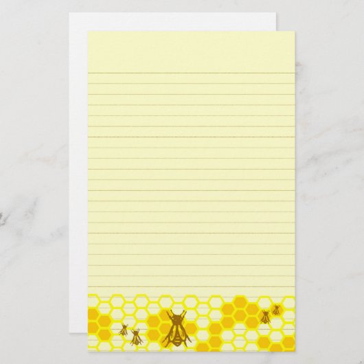 Honey Bee Yellow Honeycomb bekleed briefpapier (Voorkant / Achterkant)