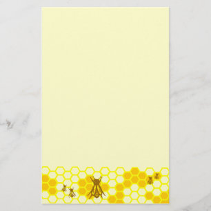 Honey Bee Yellow Honeycomb briefpapier