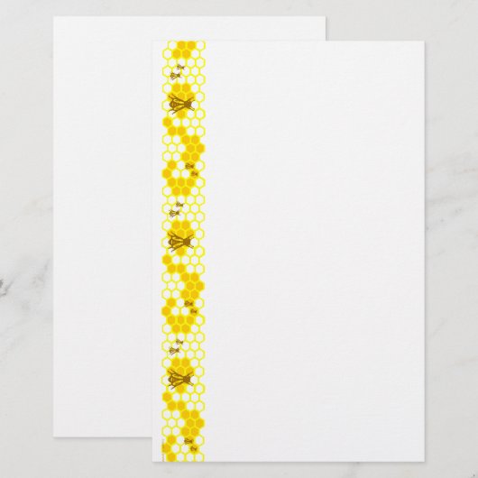 Honey Bee Yellow Honeycomb briefpapier (Voorkant / Achterkant)