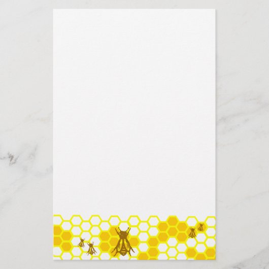 Honey Bee Yellow Honeycomb Ongevoerd briefpapier (Voorkant)