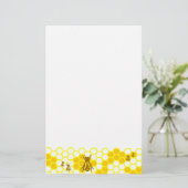 Honey Bee Yellow Honeycomb Ongevoerd briefpapier (Staand voorkant)
