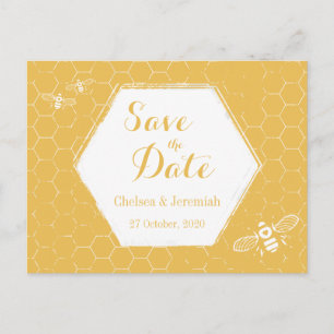 Honey Bee Yellow Pattern Save the Date Briefkaart