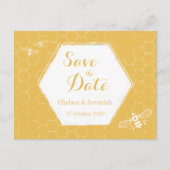 Honey Bee Yellow Pattern Save the Date Briefkaart (Voorkant)