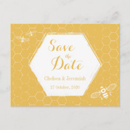 Honey Bee Yellow Pattern Save the Date Briefkaart