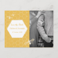 Honey Bee Yellow Photo Save the Date Briefkaart