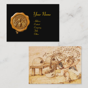 HONEY BEE YELLOW WAX SEAL / Cupido de Honingdief Visitekaartje