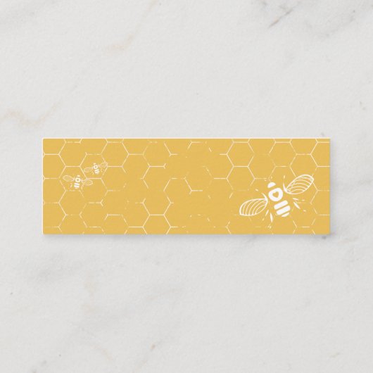 Honey Bee Yellow White Pattern Custom Address Card Mini Visitekaartje (Achterkant)
