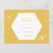 Honey Bee Yellow White Pattern Custom RSVP Card Uitnodiging Briefkaart (Achterkant)
