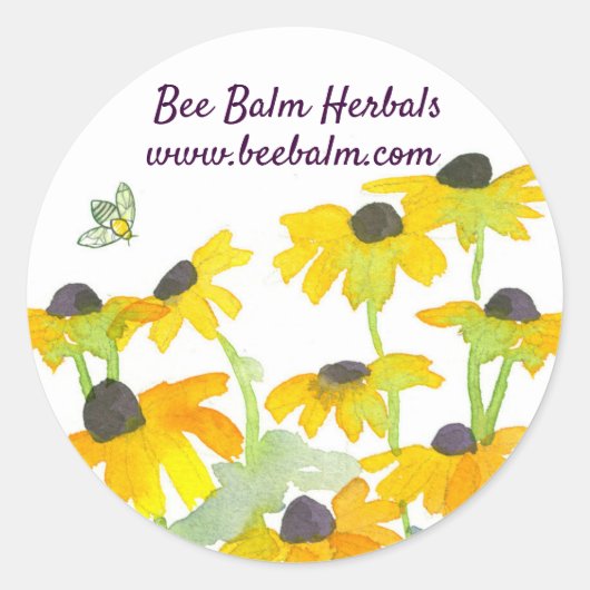 Honey Bee Yellow Wildflower Aangepaste naam Ronde Sticker (Voorkant)