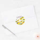 Honey Bee Yellow Wildflower Aangepaste naam Ronde Sticker (Envelop)