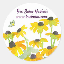 Honey Bee Yellow Wildflower Aangepaste naam Ronde Sticker