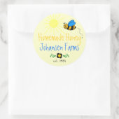 Honey Bee Zelfgemaakt Boerderij Ronde Sticker (Tas)