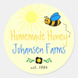 Honey Bee Zelfgemaakt Boerderij Ronde Sticker