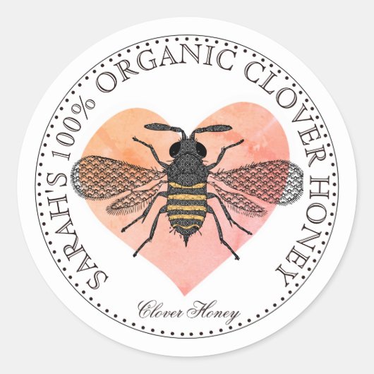 Honey Bee Zelfgemaakte Honing Jar Ronde Sticker (Voorkant)