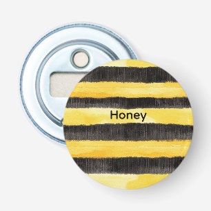 Honey Bee Zwart Goud Geel Kerstmis Button Flesopener