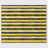 Honey Bee Zwart Goud Geel Kerstmis Cadeaupapier (Vlak)