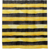 Honey Bee Zwart Goud Geel Kerstmis Douchegordijn (Voorkant)