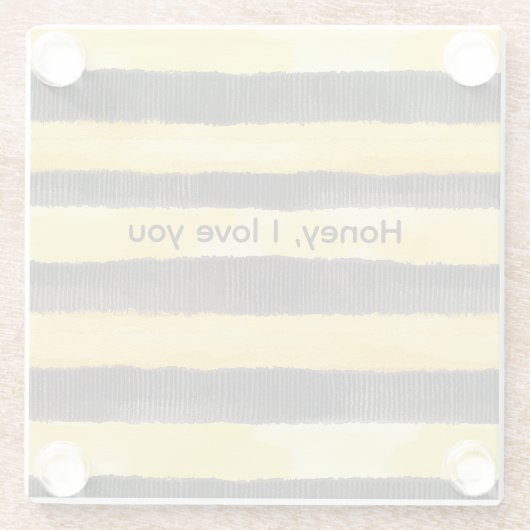 Honey Bee Zwart Goud Geel Kerstmis Glazen Onderzetter (Achterkant)