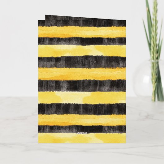 Honey Bee Zwart Goud Geel Kerstmis Kaart (Achterkant)