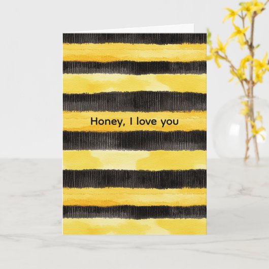 Honey Bee Zwart Goud Geel Kerstmis Kaart (Gele Bloem)