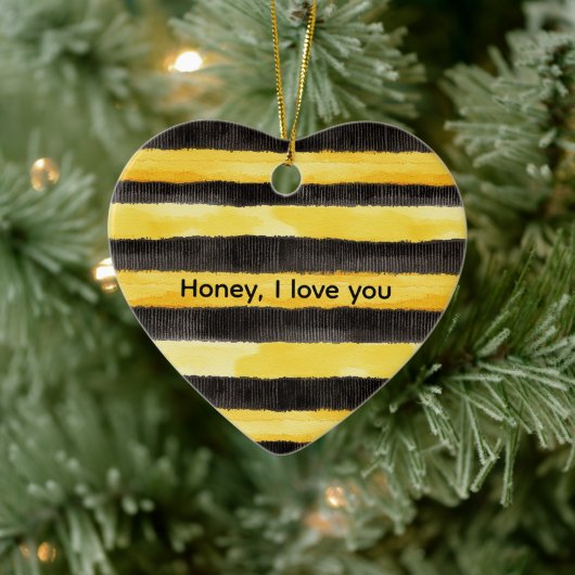 Honey Bee Zwart Goud Geel Kerstmis Keramisch Ornament (Boom)