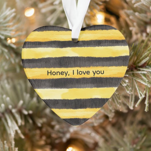 Honey Bee Zwart Goud Geel Kerstmis Ornament (Boom)