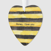 Honey Bee Zwart Goud Geel Kerstmis Ornament (voorkant)