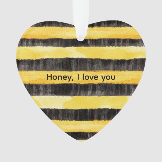 Honey Bee Zwart Goud Geel Kerstmis Ornament (voorkant)