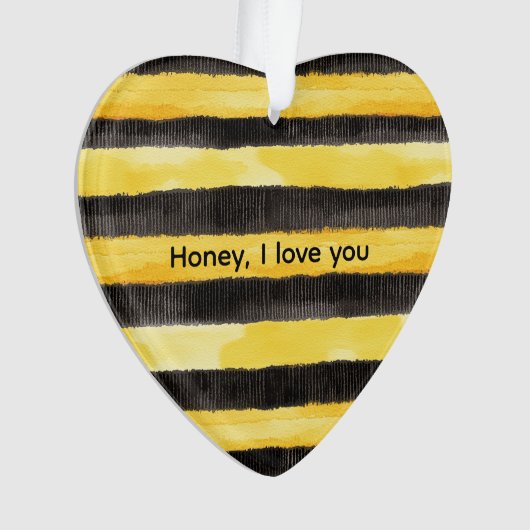 Honey Bee Zwart Goud Geel Kerstmis Ornament (voorkant)