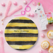 Honey Bee Zwart Goud Geel Kerstmis Papieren Bordje (Feest)