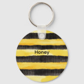 Honey Bee Zwart Goud Geel Kerstmis Sleutelhanger (Voorkant)