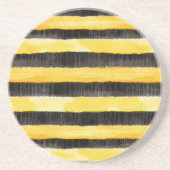 Honey Bee Zwart Goud Geel Kerstmis Zandsteen Onderzetter (Voorkant)