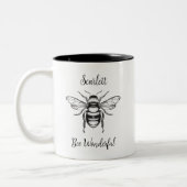 Honey Bee Zwart Wit Personaliseer Koffie Mok (Links)