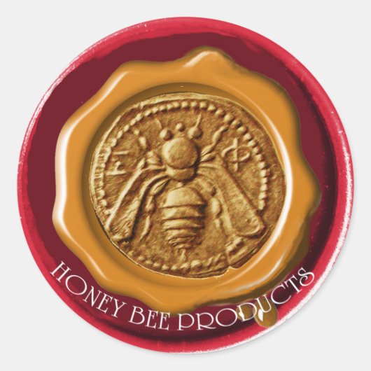 HONEY BEEKEEPER BEEKEEPER RODE BROWN WAX SEAL RONDE STICKER (Voorkant)