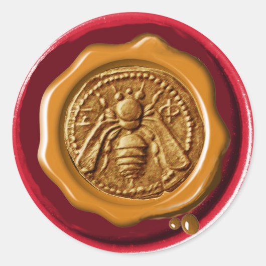 HONEY BEEKEEPER BEEKEEPER RODE BROWN WAX SEAL RONDE STICKER (Voorkant)