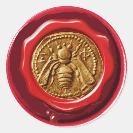 HONEY BEEKEEPER BEEKEEPER RODE BROWN WAX SEAL RONDE STICKER (Voorkant)