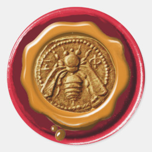 HONEY BEEKEEPER BEEKEEPER RODE BROWN WAX SEAL RONDE STICKER