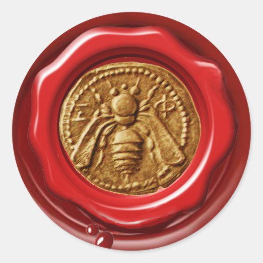 HONEY BEEKEEPER BEEKEEPER RODE BROWN WAX SEAL RONDE STICKER (Voorkant)