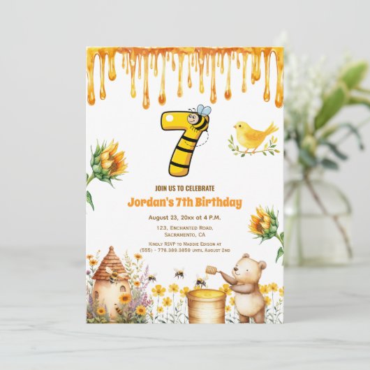 Honey Beer 7e verjaardagsfeestje Kaart (Staand voorkant)