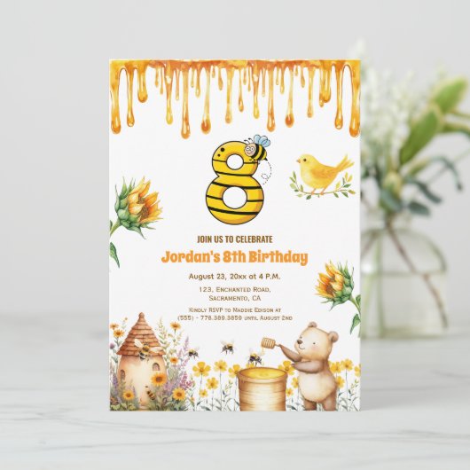 Honey Beer 8e verjaardagsfeestje Kaart (Staand voorkant)