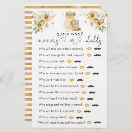 Honey Beer Baby shower "Raad eens wie" Game