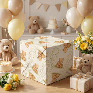Honey Beer Bloemen Baby Verjaardag Cadeaupapier