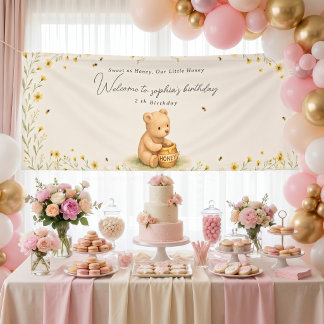 Honey Beer Bloemen Baby Verjaardag Spandoek